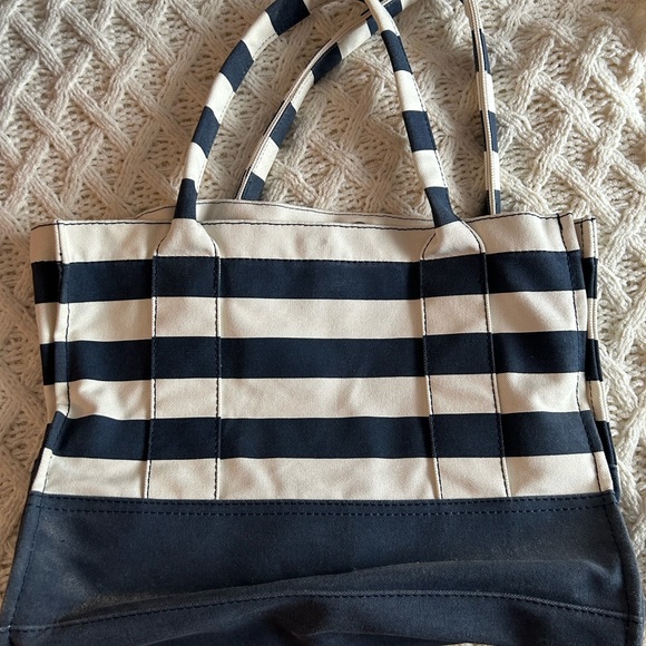 J. Crew Navy and White Striped Boardwalk Tote Bag - Picture 2 of 5